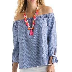 Seersucker Off The Shoulder Top